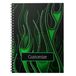 Cuaderno Bloc de notas con llamas verdes