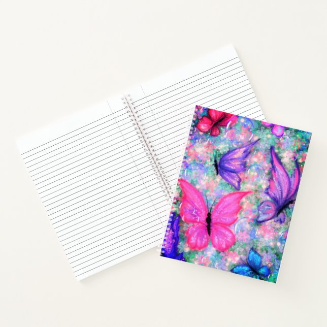 Cuaderno Bloc de notas con mariposas coloridas - Pintura (Interior)