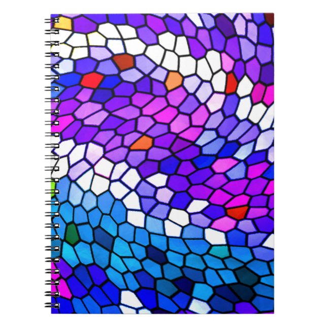 Cuaderno Bloc de notas con mosaico rosa azul morado (Frente)