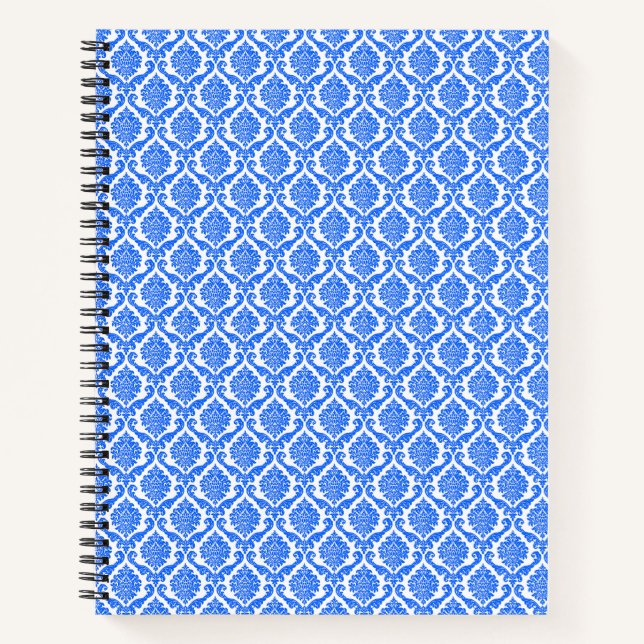 Cuaderno Bloc de notas con motivos florales azules (Anverso)
