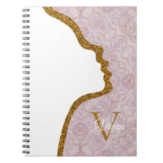 Cuaderno Bloc De Notas Con Nombre De Monograma De Purpurina