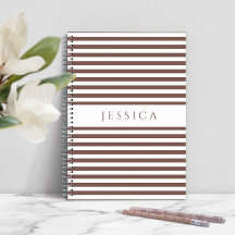 Bloc De Notas Con Nombre De Patrón Rayado Gris Y B