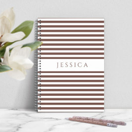 Cuaderno Bloc De Notas Con Nombre De Patrón Rayado Gris Y B