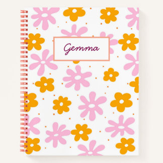 Cuaderno Bloc de notas con nombre de Personalizable floral