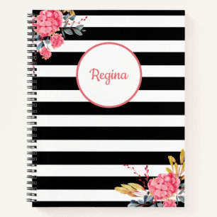 Cuaderno Bloc de notas con nombre floral rayado
