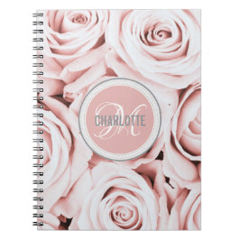 Cuaderno bloc de notas con nombre monogramado floral rosa d