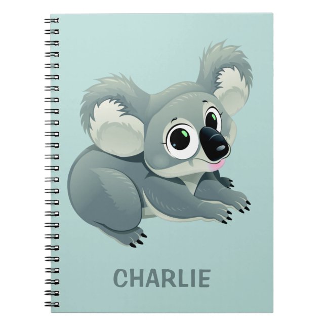 Cuaderno bloc de notas con nombre personalizado de Koala (Frente)