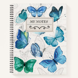 Cuaderno Bloc de notas con nombre personalizado de mariposa