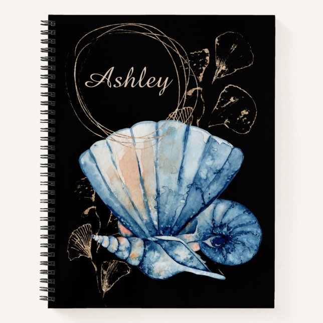 Cuaderno Bloc de notas con nombre personalizado de Seashell (Anverso)