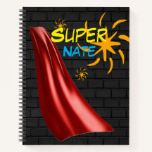 Bloc de notas con nombre personalizado de superhér