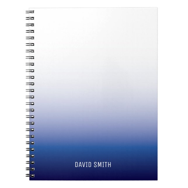 Cuaderno Bloc de notas con nombre profesional Ombre azul ma (Frente)