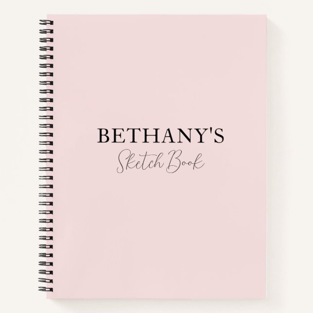 Cuaderno Bloc de notas con nombre rosado Rubor Girly (Anverso)