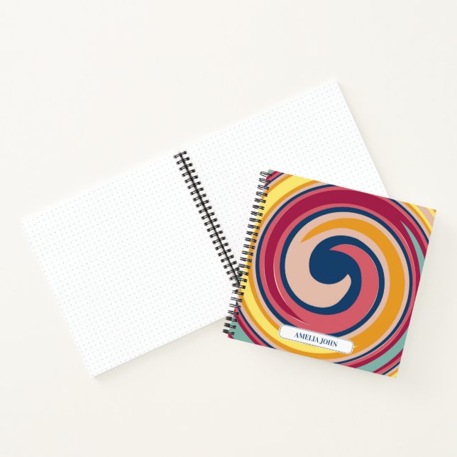 Cuaderno Bloc de notas con nombres de Swirl Psicodélico de  (Interior)