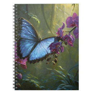 Cuaderno Bloc de notas con orquídeas morfo azul