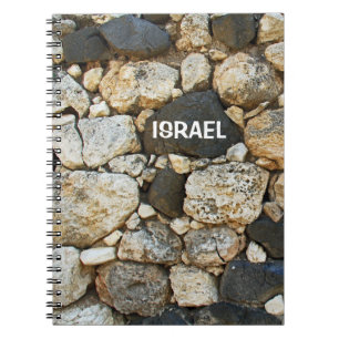Cuaderno Bloc de notas con pared de piedra en Israel