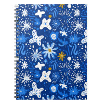 Bloc de notas con patrón de estrella floral abstra