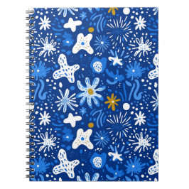 Cuaderno Bloc de notas con patrón de estrella floral abstra