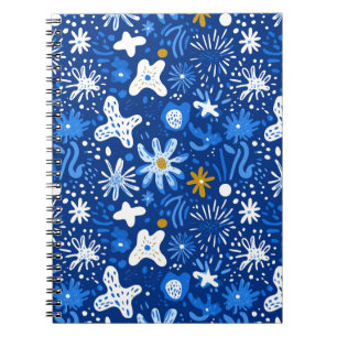 Cuaderno Bloc de notas con patrón de estrella floral abstra