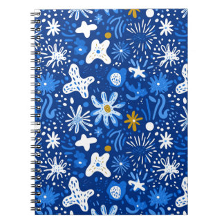 Cuaderno Bloc de notas con patrón de estrella floral abstra