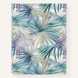 Cuaderno Bloc de notas con patrón de hoja de palma Pastel