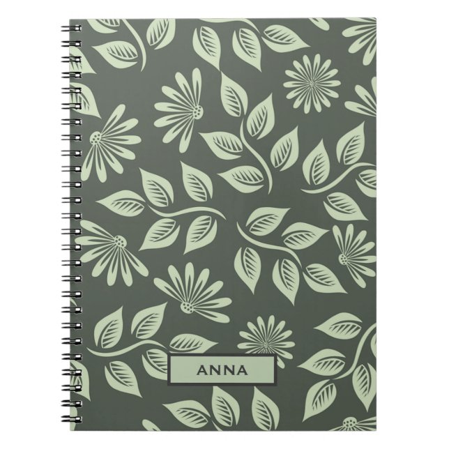 Cuaderno Bloc de notas con patrón floral personalizado (Frente)