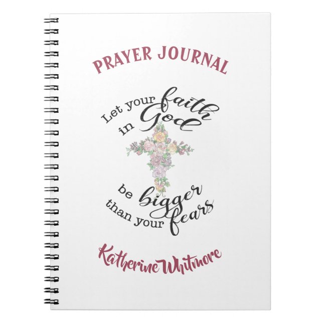 Cuaderno bloc de notas con personalizado cruzado floral (Frente)