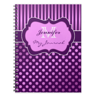 Cuaderno Bloc de notas con rayas de punto de polka morado