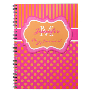 Cuaderno Bloc de notas con rayas de punto Polka Naranja ros