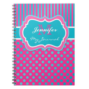 Cuaderno Bloc de notas con rayas de puntos de polka blanco 