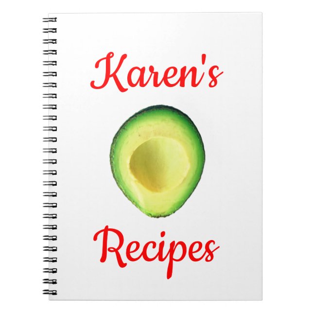 Cuaderno Bloc de notas con recetas de aguacate Karen (Frente)