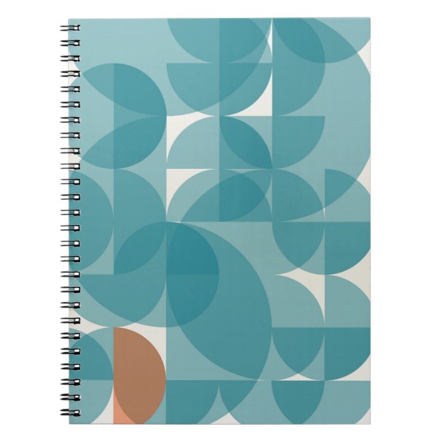 Cuaderno Bloc de notas con resumen azul geométrico (Frente)