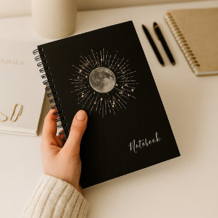 Cuaderno Bloc de notas con resumen cósmico de Luna y Estrel