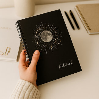 Cuaderno Bloc de notas con resumen cósmico de Luna y Estrel