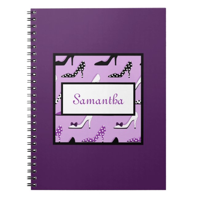 Cuaderno Bloc de notas con tacones púrpura adorables (Frente)