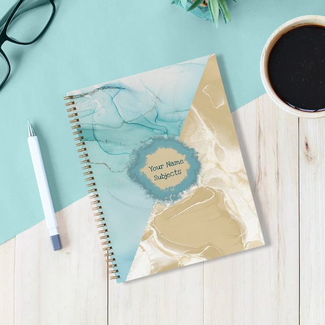 Cuaderno Bloc de notas con tinta de alcohol azul-dorado (Subido por el creador)