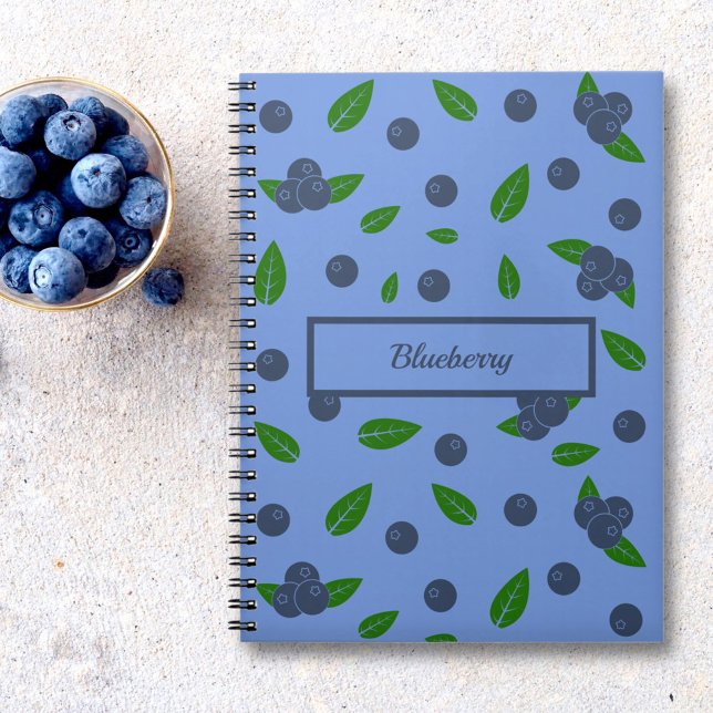 Cuaderno Bloc de notas con un patrón de Blueberry (Blueberry Notebook)