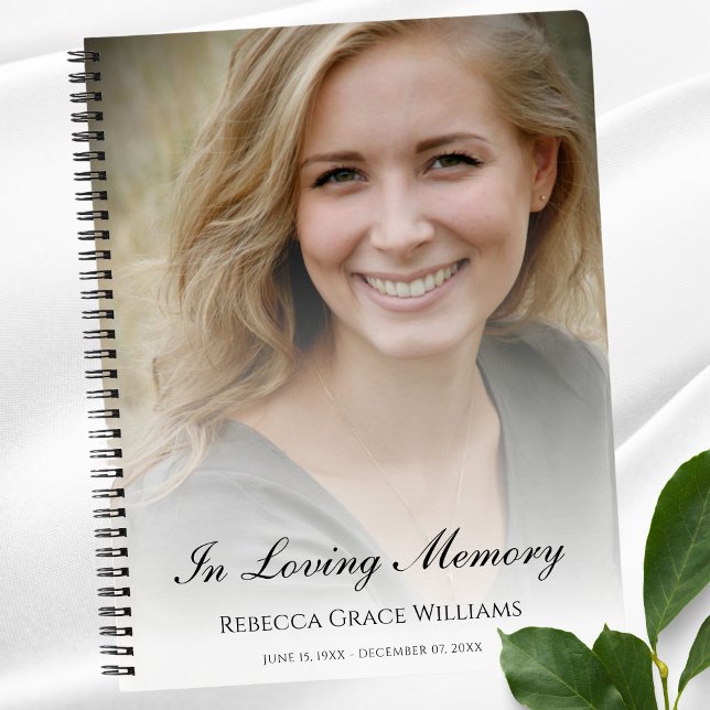 Cuaderno Bloc de notas conmemorativo o funeral para invitad (Photo Memorial Book)