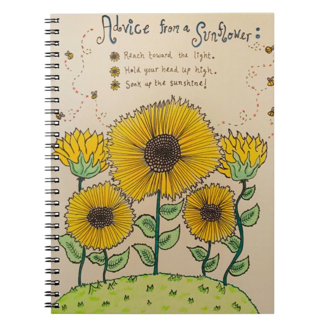 Cuaderno Bloc de notas "Consejos de un girasol" (Frente)