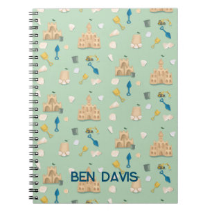 Cuaderno Bloc de notas costero de Sand Castle Building Beac