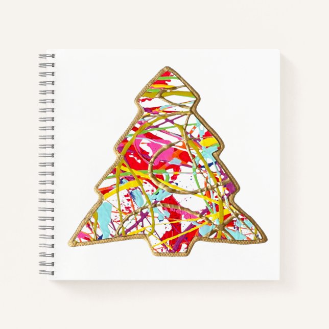 Cuaderno bloc de notas cuadrado de árbol de Navidad (Anverso)