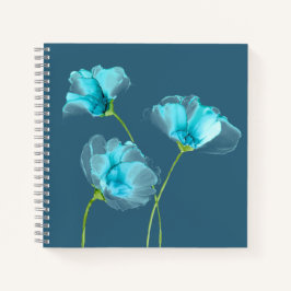 Cuaderno Bloc de notas cuadrado de flores azules