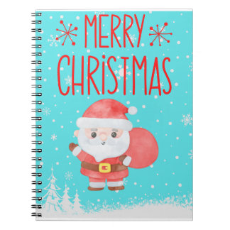 Cuaderno Bloc de notas Cute Little Santa Blue