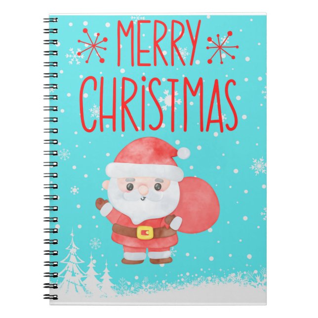 Cuaderno Bloc de notas Cute Little Santa Blue (Frente)