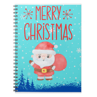 Cuaderno Bloc de notas Cute Little Santa Blue