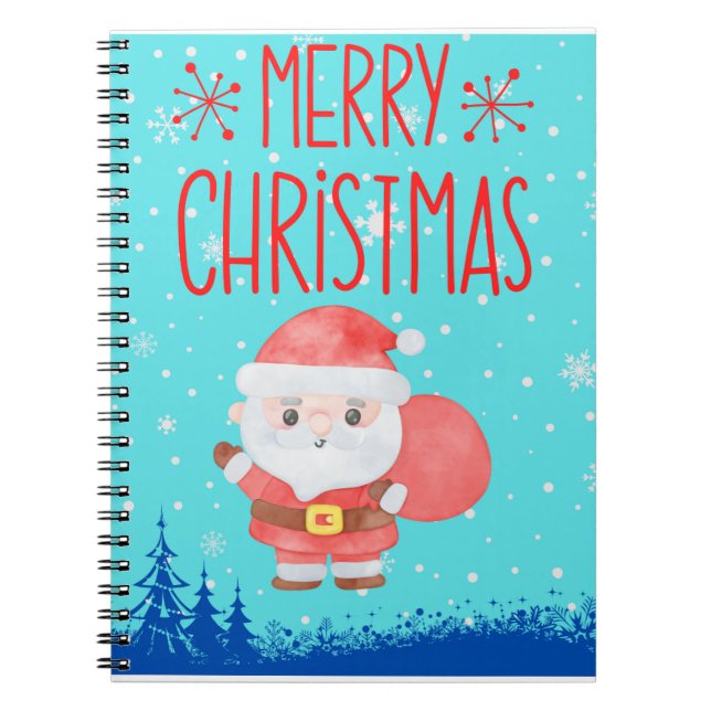 Cuaderno Bloc de notas Cute Little Santa Blue (Frente)