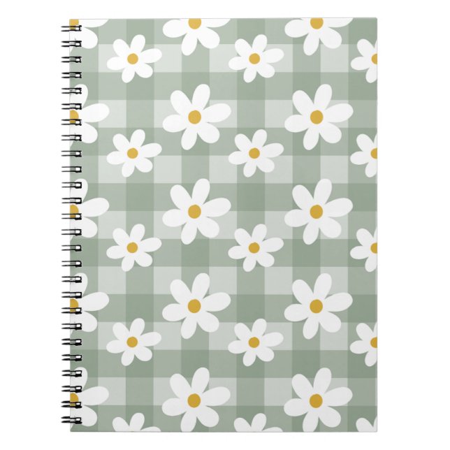 Cuaderno Bloc de notas Daisy Days - Green Gingham (Frente)