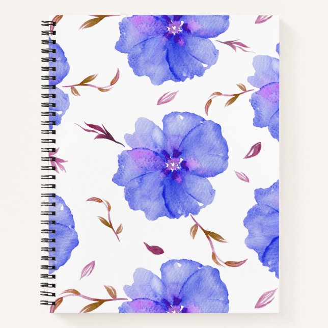Cuaderno Bloc de notas de acuarela floral para trabajo o di (Anverso)