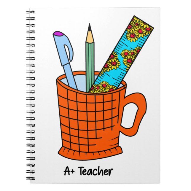 Cuaderno Bloc de notas de agradecimiento para profesores A+ (Frente)