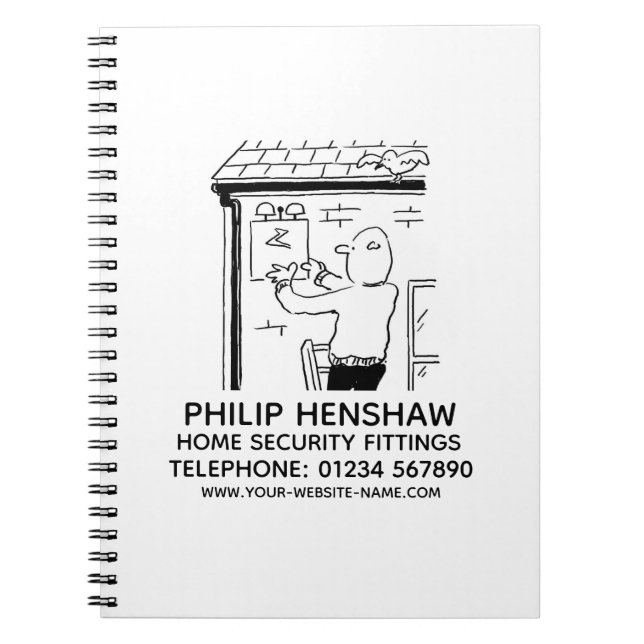 Cuaderno Bloc de notas de alarma y seguridad en el hogar (Frente)