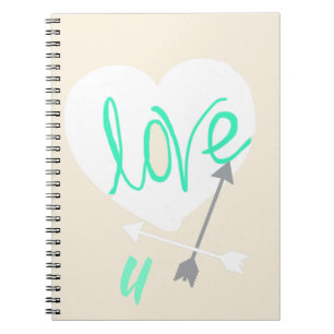 Cuaderno Bloc de notas de Amo U Corazón Flechas